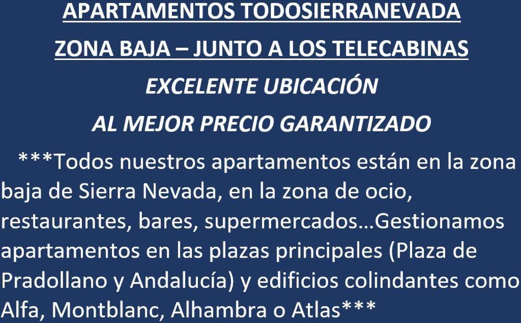Todosierranevada Zona Baja - Edificio Alhambra - Junto A Los Telecabinas 塞拉内华达 外观 照片